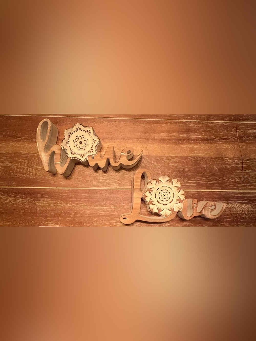 Wooden Whitewashed Floral Shelf Sitters  set of #2